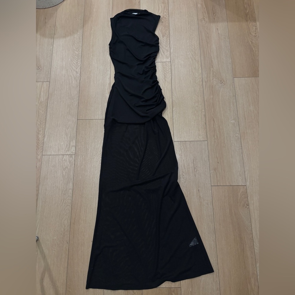 Peppermayo Fondly Black Mesh Maxi Dress - US 2